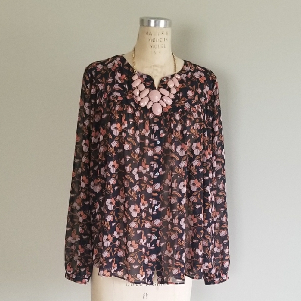 LOFT Floral sheer top